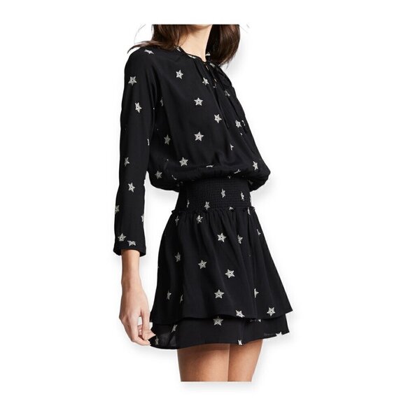 RAILS Jasmine Ruffle Hem Dress In Black Rivet Star, size XS - Picture 1 of 15